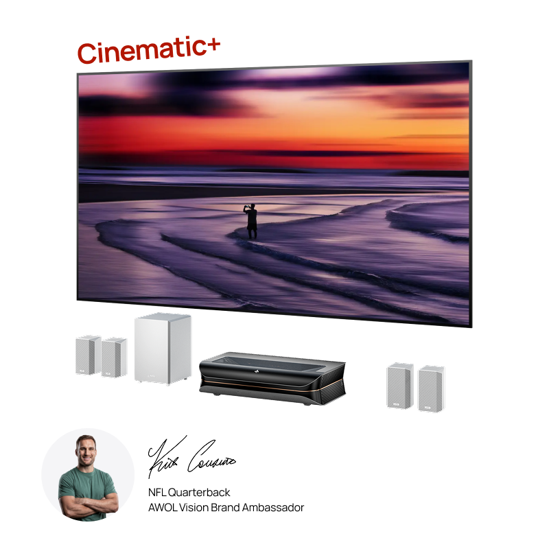 AWOL Theater 3000X home theater bundle with LTV-3000 Pro projector ALR screen and ThunderBeat speakers