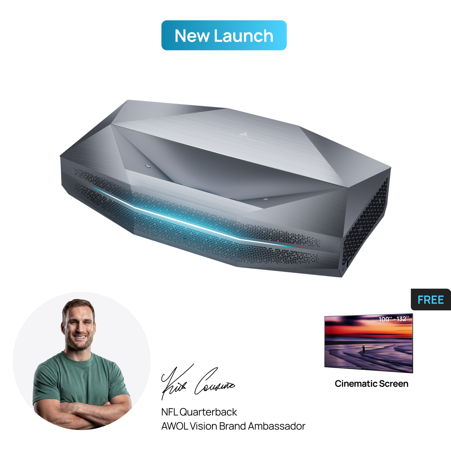 AWOL Vision Aetherion Max 4K RGB laser ultra short throw projector for premium home cinema