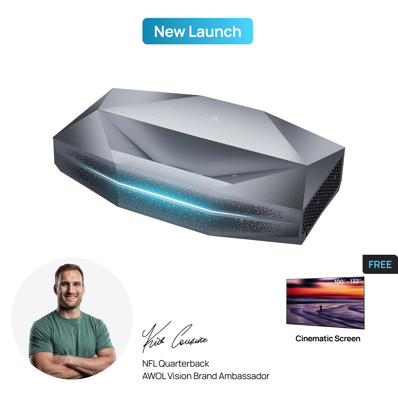 AWOL Vision Aetherion Max 4K RGB laser ultra short throw projector for premium home cinema