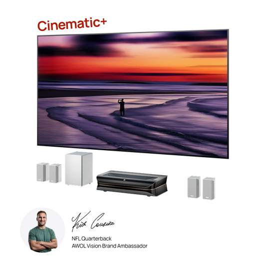 AWOL Theater 3000X home theater bundle with LTV-3000 Pro projector ALR screen and ThunderBeat speakers