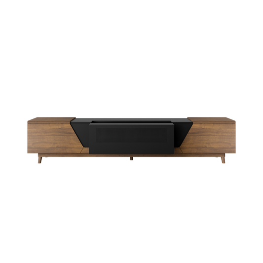 AWOL Vision Smart Cabinet walnut projector cabinet for ultra short throw home theater setup
